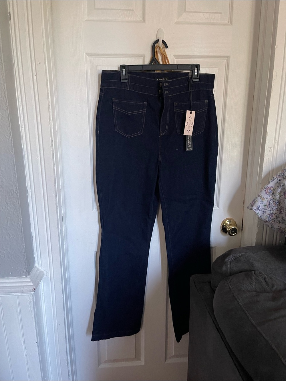 Nanette Lepore Navy Straight-Leg Stretch Jeans